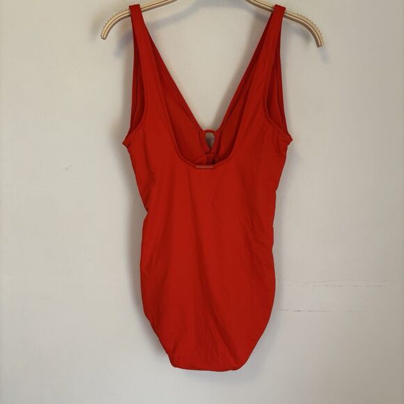 Lauren Ralph‎ Lauren One Piece Bathingsuit Red Plunging Swimsuit Cut-Out 14 - Picture 4 of 7
